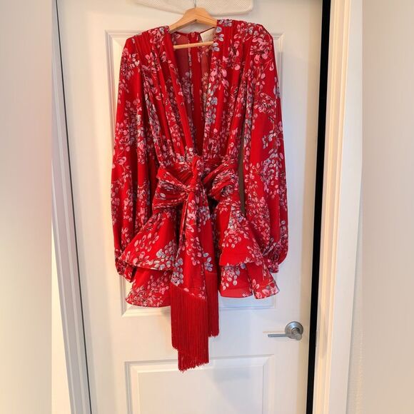 NWOT BRONX AND BANCO BEDOUIN MINI DRESS Elegant Red Floral - Picture 7 of 15